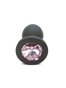 Пробка "Ювелир" черный силикон со светло-розовым кристаллом L