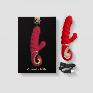 Вибратор с клиторальным стимулятором "G-Vibe" G Candy mini красный рельефный 
