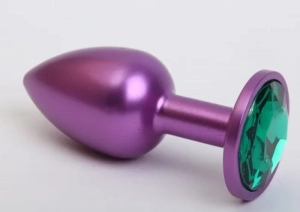 Пробка "4SexDream" металлическая фиолетовая с зеленым кристаллом
