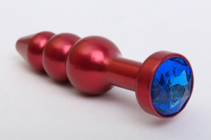 Пробка "4SexDream" металлическая красная с синим кристаллом