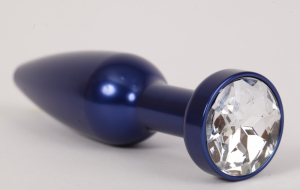 Пробка анальная "Sexdream" удлинненая металл синего цвета с серебристым кристаллом