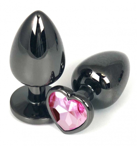 Пробка "Ювелир" металл черная с розовым кристаллом, размер S