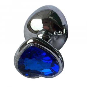 Пробка "Ювелир" темный металл с синим кристаллом сердце s