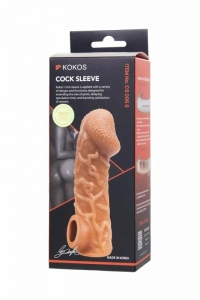Насадка "Kokos" реалистик с крупными венками с подхватом для мошонки