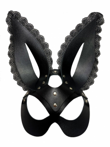 Маска зайца "BDSM Arsenal" черная с кружевом на ушках