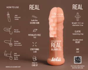 Насадка "Lola" Real кибер кожа реалистичная для удлинения толщины 1 см и диаметра 1.5 см